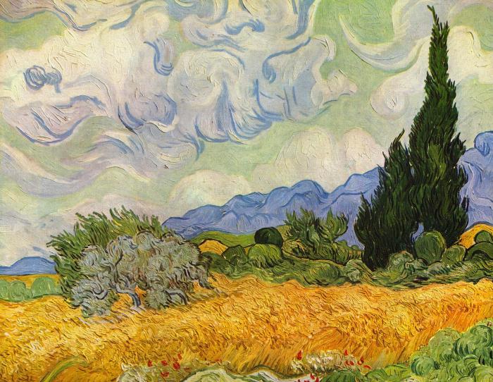 „Weizenfeld mit Zypressen“, Vincent van Gogh, 1889
